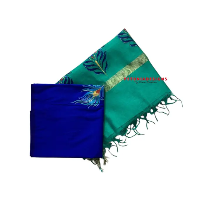 Customizable Hand-Painted Dress Material for Men & Women Hand-painted vibrant dress material for custom stitching.