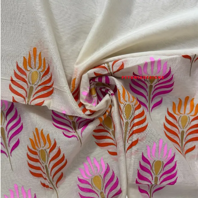 Raw Silk Peacock Kurta Raw silk kurta hand-painted in peacock motifs paired with multicolour Chanderi dupatta
