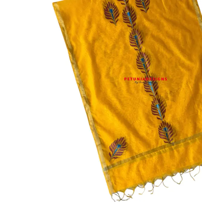 Artistic Ethnic Kurta for Women Unique ethnic wear for women with vibrant peacock feathers hand-painted on kurta and dupatta