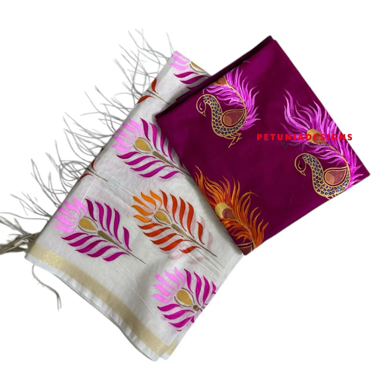 Stylish women’s kurta with intricate hand-painted peacock art and colourful lightweight dupatta