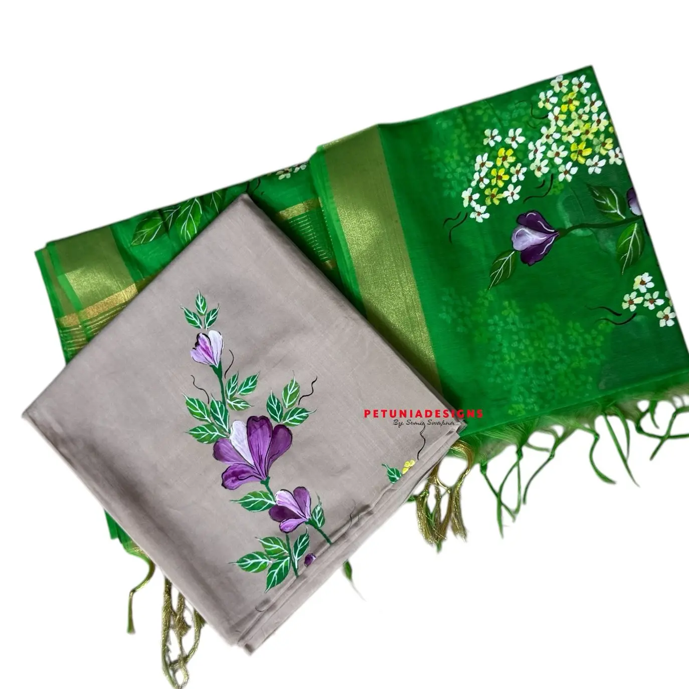 One-of-a-kind Khadi silk kurta set with contrast dupatta