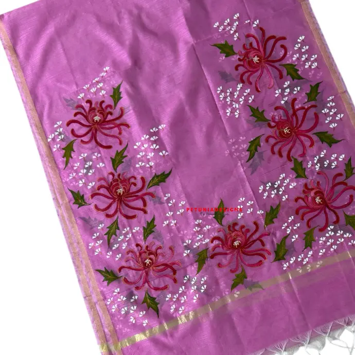 Unisex hand-painted floral set with pink and white flowers