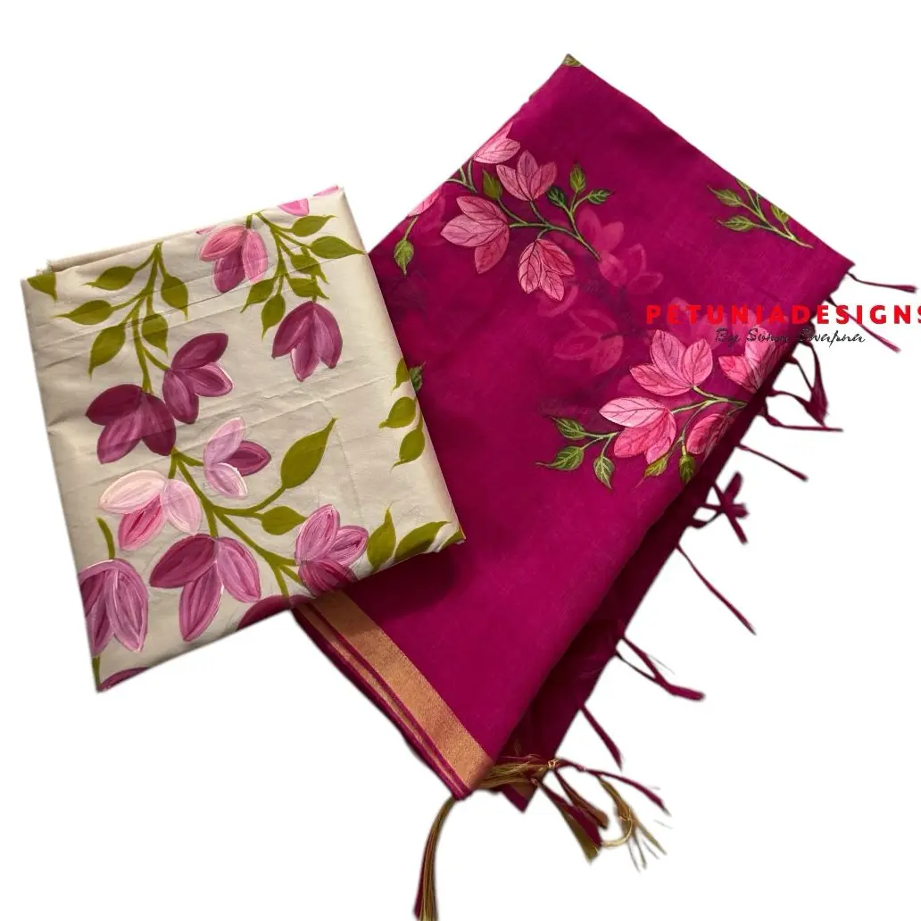 Elegant handcrafted flower motifs on kurta and dupatta for all-gender styling