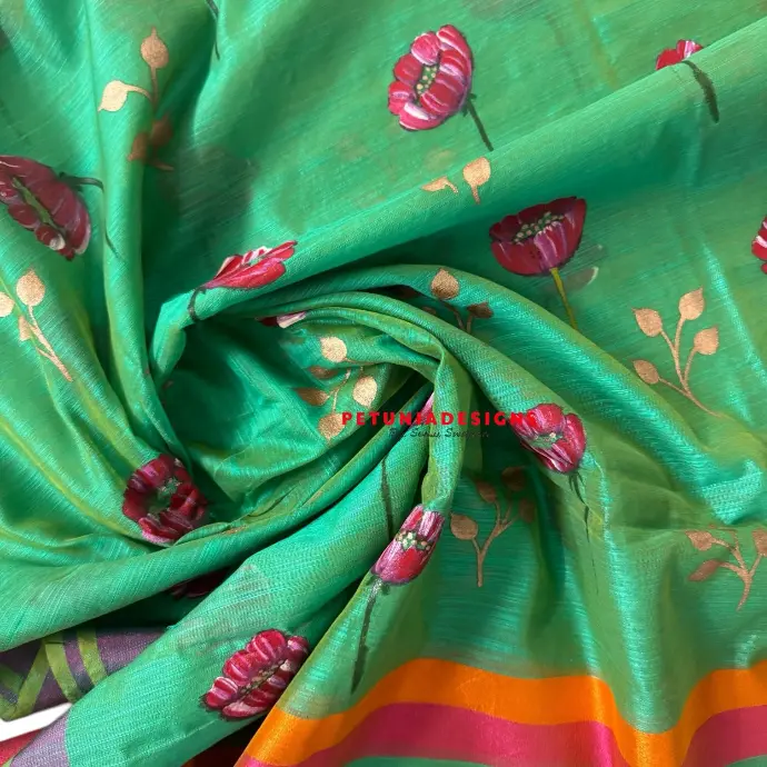 Unisex hand-painted kurta dupatta set Unisex floral kurta and dupatta set with detailed brushwork and vibrant contrasting tones for all occasions